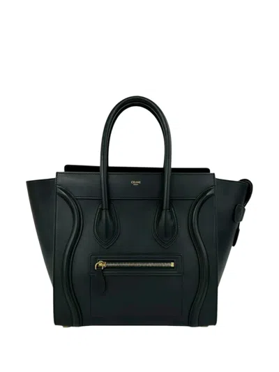 Pre-owned Celine 2018 Micro Smooth Calfskin Luggage Tote Bag In Black