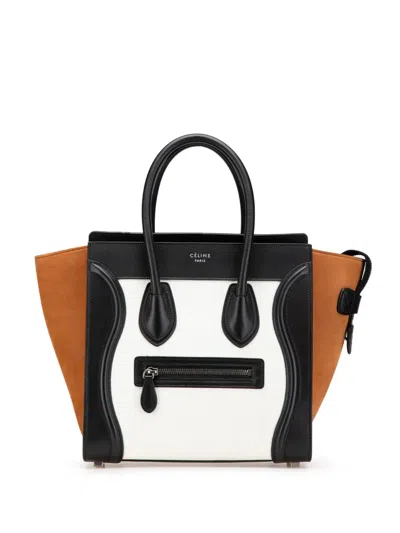 Pre-owned Celine 2018 Micro Tricolor Nubuck And Calfskin Luggage Tote Bag