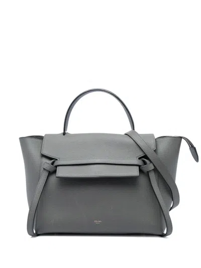 Pre-owned Celine 2018 Mini Grained Calfskin Belt Bag Satchel In Grey