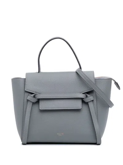 Pre-owned Celine 2018 Nano Grained Calfskin Belt Bag Satchel In Gray