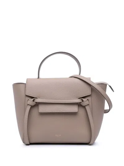 Pre-owned Celine 2018 Nano Grained Calfskin Belt Bag Satchel In Brown