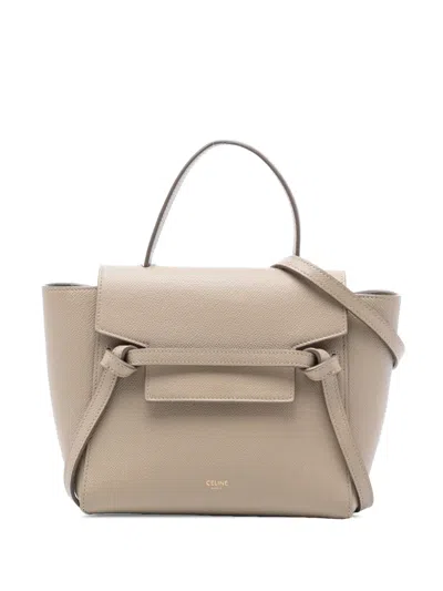 Pre-owned Celine 2018 Nano Grained Calfskin Belt Bag Satchel In Brown