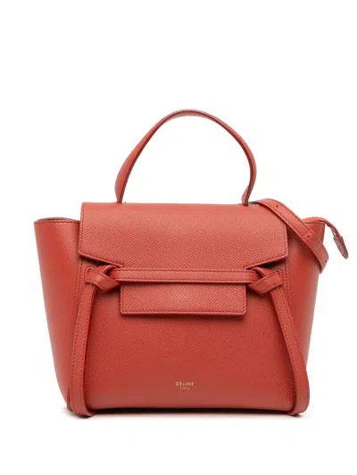 Pre-owned Celine 2018 Nano Grained Calfskin Belt Bag Satchel In Orange