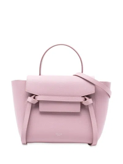 Pre-owned Celine 2018 Nano Grained Calfskin Belt Bag Satchel In Pink