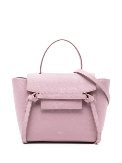 Pre-owned Celine 2018 Nano Grained Calfskin Belt Bag Satchel In Pink