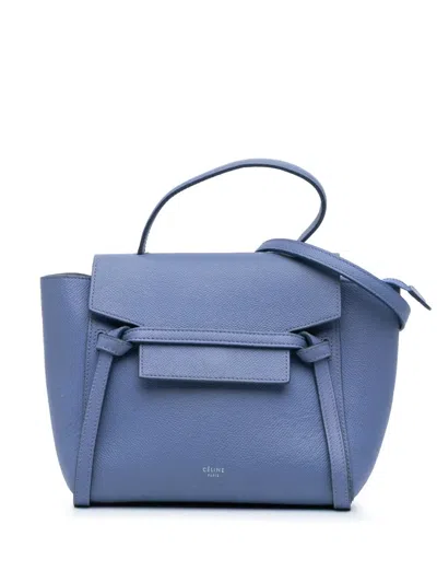 Pre-owned Celine 2018 Nano Grained Calfskin Belt Bag Satchel In Purple