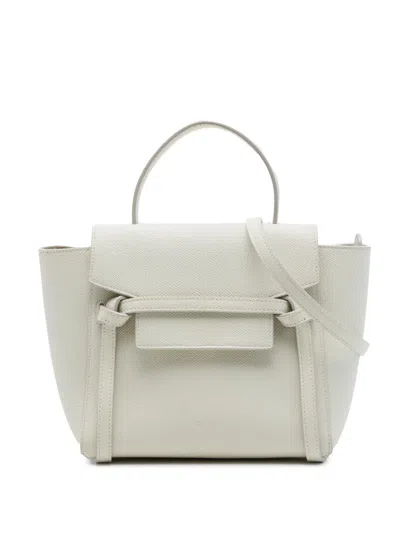 Pre-owned Celine 2018 Nano Grained Calfskin Belt Bag Satchel In White