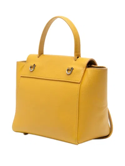 Pre-owned Celine 2018 Nano Grained Calfskin Belt Bag Satchel In Yellow