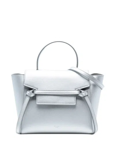 Pre-owned Celine 2018 Nano Laminated Calfskin Belt Bag Satchel In Silver