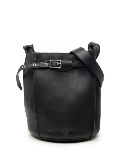Pre-owned Celine 2018 Nano Leather Big Bag Bucket Crossbody Bag In Black