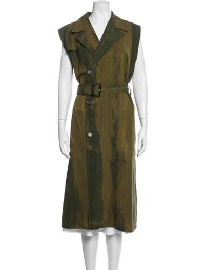 Pre-owned Celine 2018 Patterned Trench Coat In Green