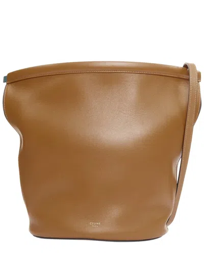 Pre-owned Celine 2018 Phoebe Philo Clasp Bucket Tan Smooth Calf Clasp Shoulder Bag  (authentic Pre-loved)