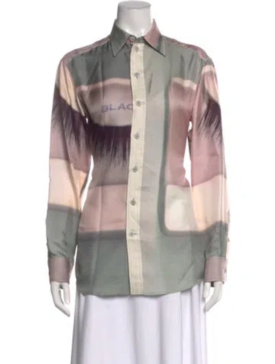 Pre-owned Celine 2018 Silk Button-up Top In Multi