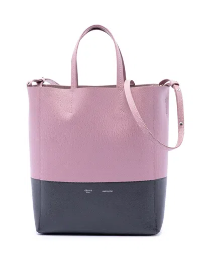 Pre-owned Celine 2018 Small Bicolor Grained Calfskin Vertical Cabas Tote Satchel In Gray