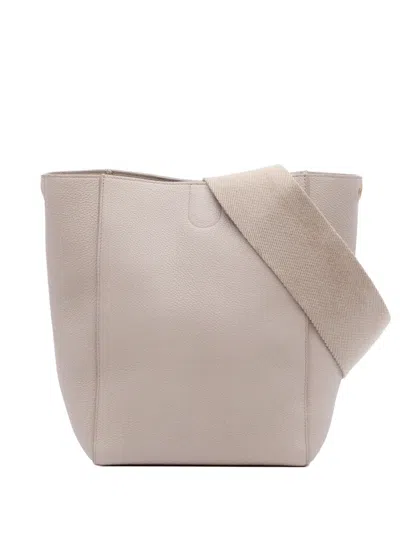 Pre-owned Celine 2018 Small Soft Grained Calfskin Seau Sangle Bucket Bag In Brown