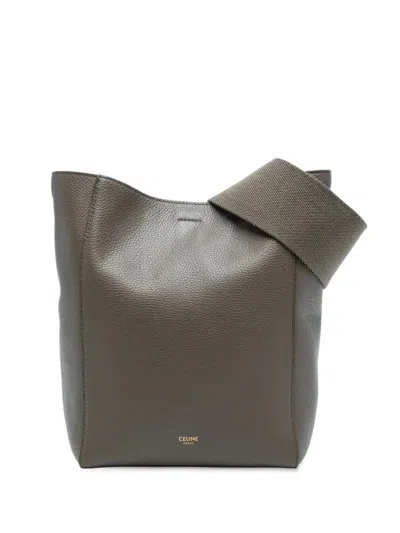 Pre-owned Celine 2018 Small Soft Grained Calfskin Seau Sangle Bucket Bag In Brown