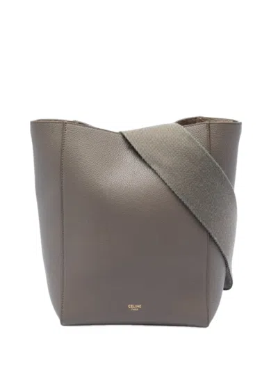 Pre-owned Celine 2018 Small Soft Grained Calfskin Seau Sangle Bucket Bag In Brown