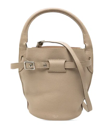 Pre-owned Celine 2018-2025 Nano Leather Big Bucket Bag Satchel In Brown