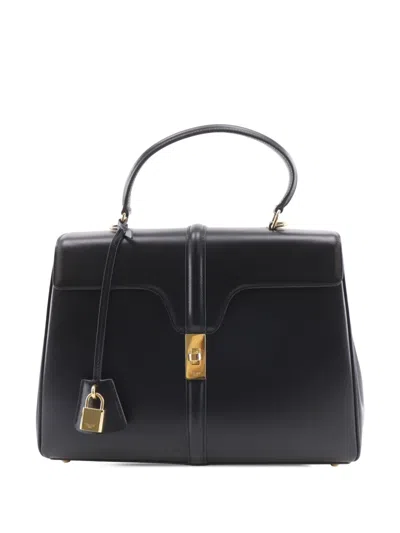 Pre-owned Celine 2018-2026 Medium Calfskin Classique 16 Top Handle Bag Satchel In Black