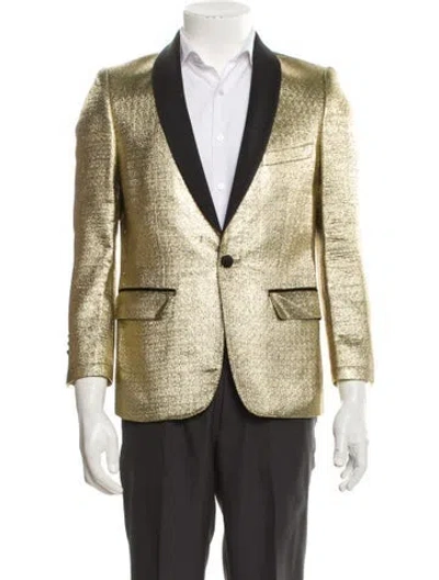 Pre-owned Celine 2019 Colorblock Pattern Blazer In Gold