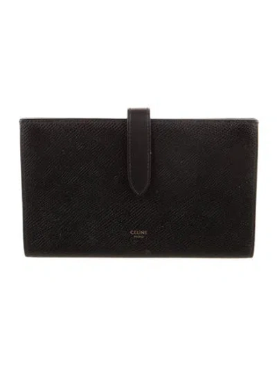 Pre-owned Celine 2019 Large Strap Wallet French Purse In Black