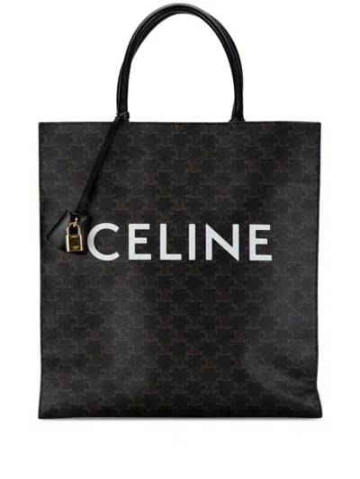 Pre-owned Celine 2019 Large Triomphe Cabas Vertical Tote Bag In Black