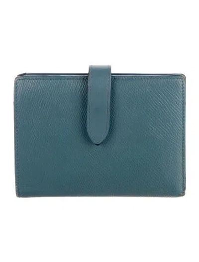 Pre-owned Celine 2019 Leather Bifold Wallet In Blue