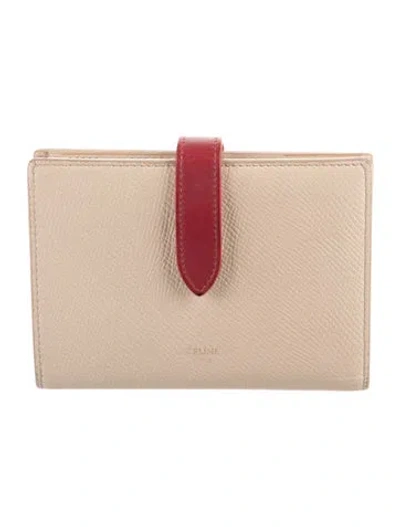 Pre-owned Celine 2019 Leather Bifold Wallet In Neutral