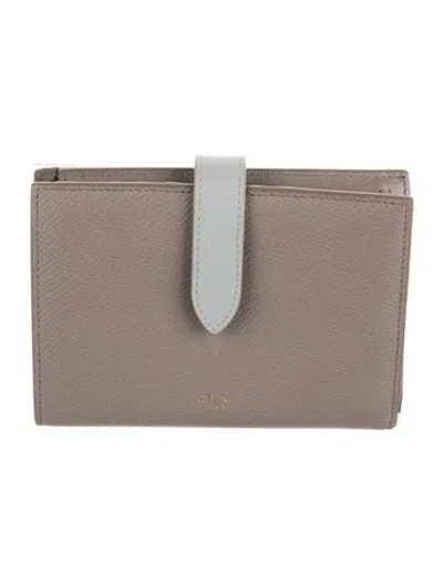 Pre-owned Celine 2019 Leather Compact Wallet In Gray