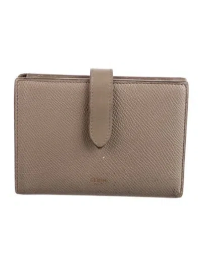 Pre-owned Celine 2019 Leather French Purse In Gray