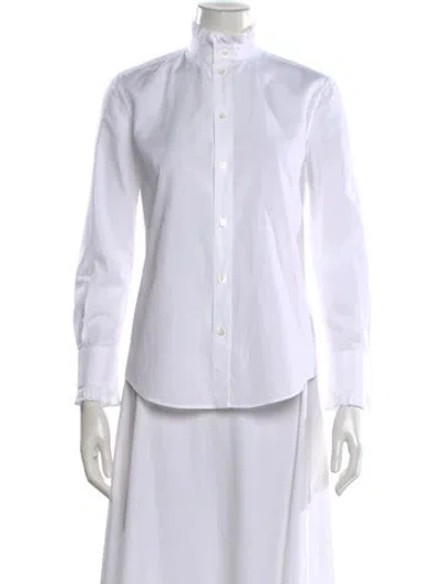 Pre-owned Celine 2019 Long Sleeve Button-up Top In White