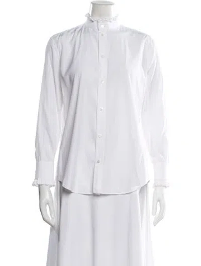 Pre-owned Celine 2019 Long Sleeve Button-up Top In White