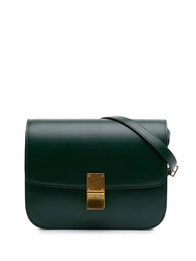 Pre-owned Celine 2019 Medium Calfskin Classic Box Crossbody Bag In Green