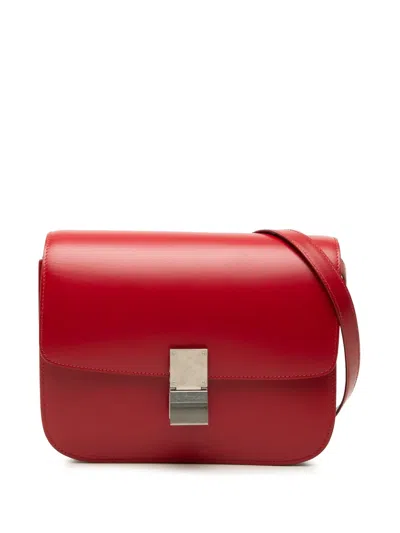 Pre-owned Celine 2019 Medium Calfskin Classic Box Crossbody Bag In Red