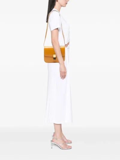 Pre-owned Celine 2019 Medium Calfskin Classic Box Crossbody Bag In Yellow