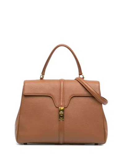 Pre-owned Celine 2019 Medium Leather 16 Satchel In Brown