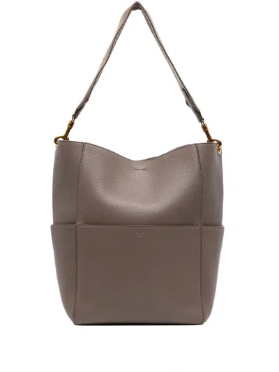 Pre-owned Celine 2019 Medium Leather Seau Sangle Bucket Bag In Brown