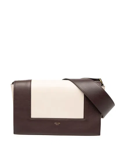 Pre-owned Celine 2019 Medium Shiny Smooth Calfskin Frame Shoulder Bag In Brown