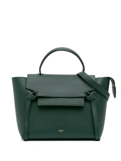 Pre-owned Celine 2019 Micro Grained Calfskin Belt Bag Satchel In Green