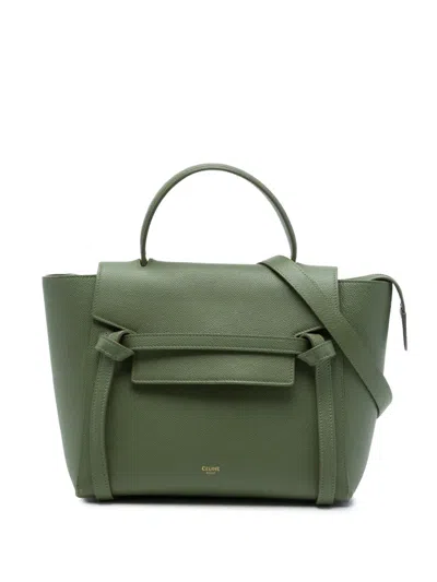 Pre-owned Celine 2019 Micro Grained Calfskin Belt Bag Satchel In Green