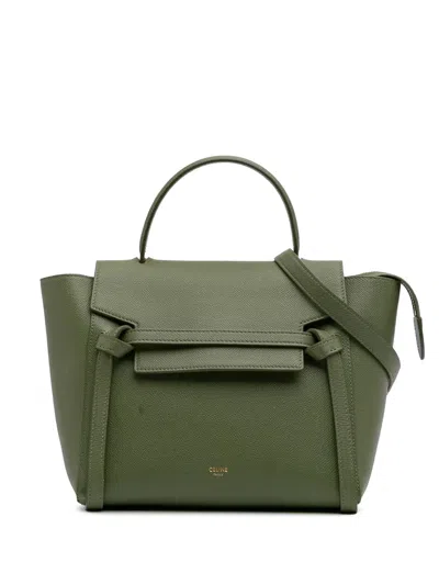 Pre-owned Celine 2019 Micro Leather Belt Satchel In Green
