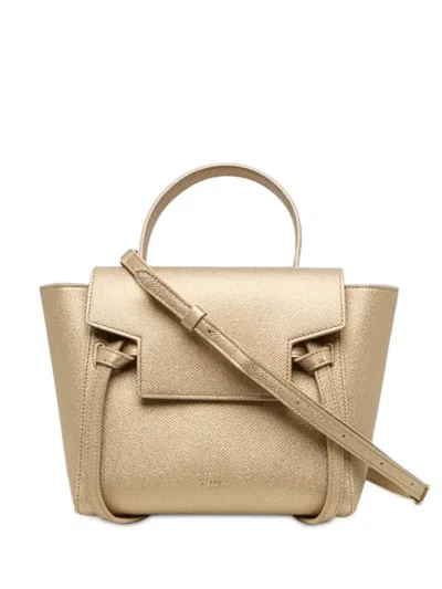 Pre-owned Celine 2019 Nano Belt Tote Bag In Gold