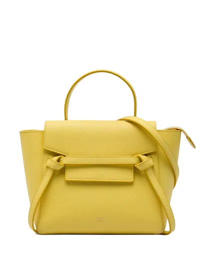Pre-owned Celine 2019 Nano Grained Calfskin Belt Bag Satchel In 黄色