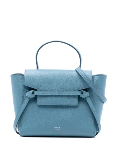 Pre-owned Celine 2019 Nano Grained Calfskin Belt Bag Satchel In Blue