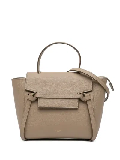 Pre-owned Celine 2019 Nano Grained Calfskin Belt Bag Satchel In Brown