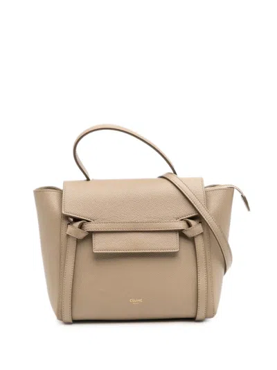 Pre-owned Celine 2019 Nano Grained Calfskin Belt Bag Satchel In Brown