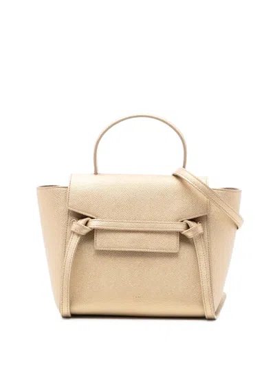 Pre-owned Celine 2019 Nano Grained Calfskin Belt Bag Satchel In Gold