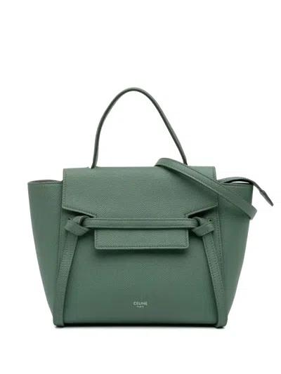 Pre-owned Celine 2019 Nano Grained Calfskin Belt Bag Satchel In Green