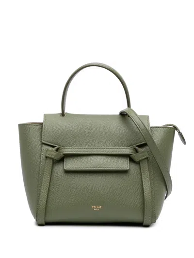Pre-owned Celine 2019 Nano Grained Calfskin Belt Bag Satchel In Green