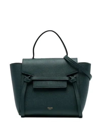 Pre-owned Celine 2019 Nano Grained Calfskin Belt Bag Satchel In Green